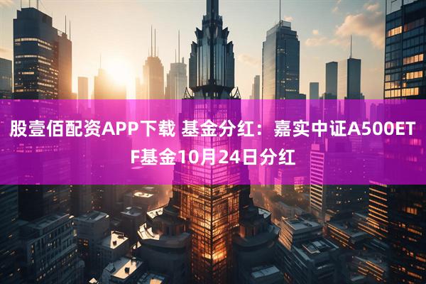 股壹佰配资APP下载 基金分红:嘉实中证A500ETF基金10月24日分红